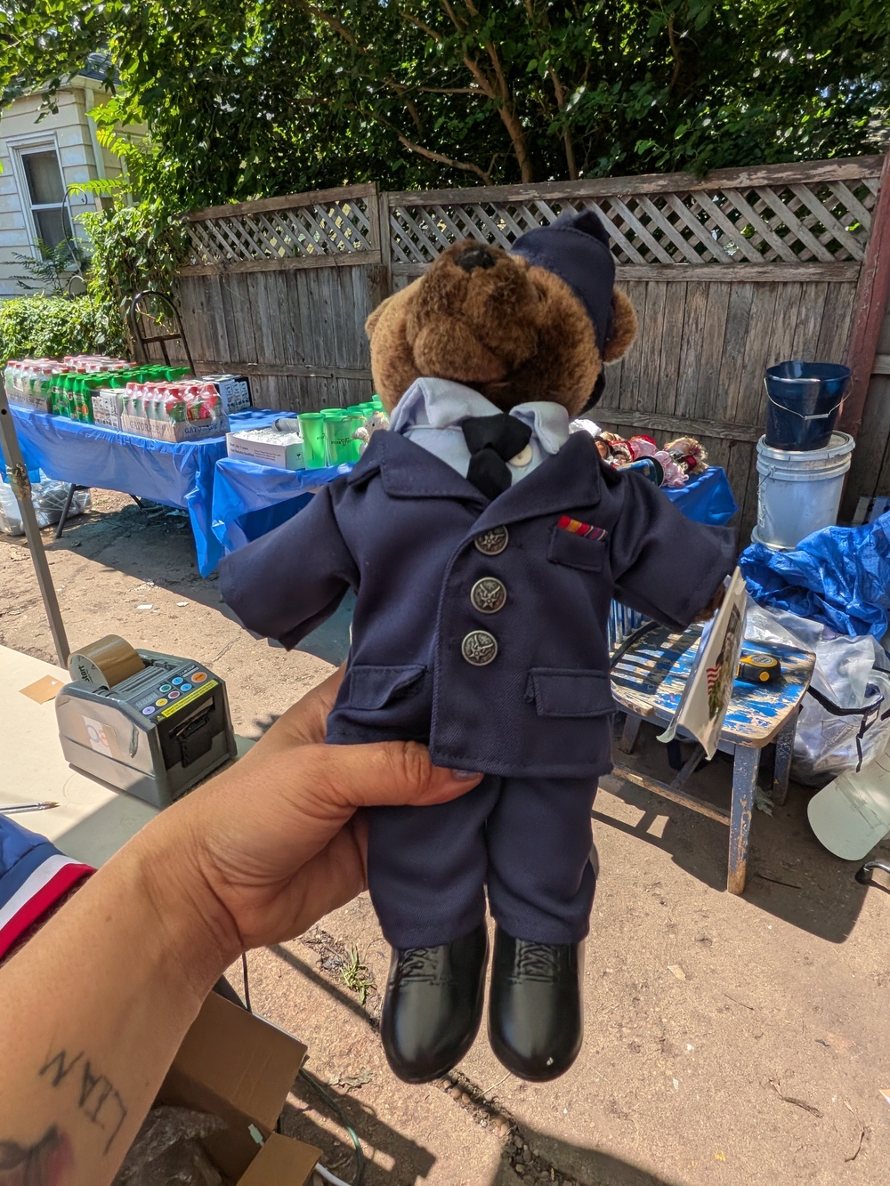 Plush Pilot Bear in Navy Uniform - Kids Toy